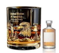 Verre dans le style Old Fashioned,Tumbler commémoratif sur le thème du 250e anniversaire - trois cents millilitres Verres à Whisky Rocks,Spécialement pour la collection de bar à domicile, pubs, fêtes