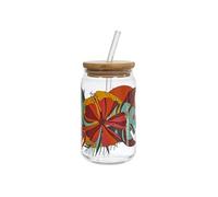 Verre de 45 vec couvercle en bambou et paille paradis exotique - ANTILLES - ALTOBUY Transparent