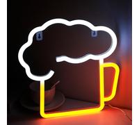 Verre de bière au néon LED USB/batterie double usage mignon maison de bière décoration chambre Nuit Lumière bicolore Studio salle de jeux décoration