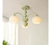 Verre de Lait Vert Semi Flush Mount Sputnik Chandelier Country français Grand Nordique Lighttures Minage Plafond pour Chambre à Coucher