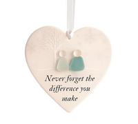 Verre de mer Art | Cœur d'amitié en forme de cœur Ornement en verre de mer Pendentif pour femme fille meilleure amie colocataire mariage anniversaire Noël fête des mères