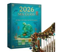 Verre de mer de l'Avent de Noël - Pendentifs de vie marine en acrylique 2D, décorations de compte à rebours de 24 jours 2026 pour la maison, l'appartement, la fenêtre du salon