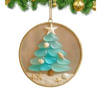 Verre de mer Fait à la Main - Arbre de Noël d'ornement, Pendentif en Acrylique avec Accent étoile de mer, Accessoires d'atmosphère de Vacances pour Le Salon décor de Vacances | Salon de la fenêtre en
