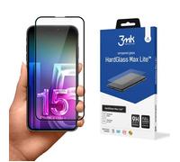 Verre de protection - 3mk - HardGlass Max Lite - iPhone 15 - Noir - 0,3 mm - Résistant aux rayures