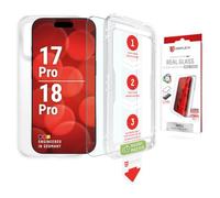 Verre de protection + coque de protection MountMaster pour iPhone 18 Pro | DISPLEX Real Glass + Coque transparente 10H Protection d'écran en verre incassable Anti-rayures MountMaster pour montage en 3