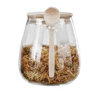 Verre de protection en verre - Pot de rangement de cuisine, porte-épices hermétique - Sel - Couvercle transparent - Support pour ingrédients secs - Ustensiles de conservation des aliments - Granules