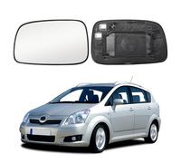Verre de Rétroviseur Remplacement pour Toyota Corolla Verso 2004-2009, Rétroviseur Extérieur Réglable Adapté, Lente di Retromarcia, Rétroviseur avec Fonction Chauffante (Gauche)