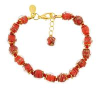 Verre de Venise Bracelet en Verre de Murano Couleur Rouge feu Perles Scintillantes Sommerso Italiennes Verre soufflé à la Main fabriqué en Italie. Bracelets en Verre de Murano pour Femmes.