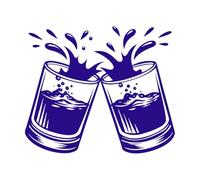verre de whisky cheers Stickers gravés 49.2x58cm Décoration de carrosserie Bleu foncé