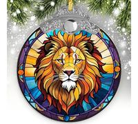 Verre Décoration De Noël en Céramique Lion 2Pcs