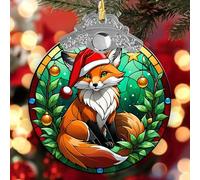 Verre Décoration De Noël en Céramique Renard 2Pcs