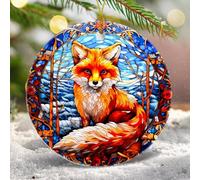 Verre Décoration De Noël en Céramique Renard 2Pcs