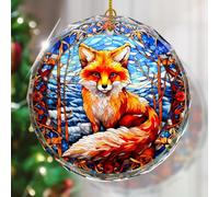 Verre Décoration De Noël en Céramique Renard 2Pcs