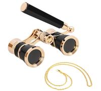 Verre d'opéra classique pliable - Grossissement 3 x 25 - Élégant verre de théâtre pour femme et fille - Avec chaîne en métal et sac - Portable pour concert - Noir