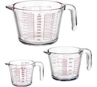 Verre Doseur - 3 Pièces Verre Doseur Cuisine - Set de Verre Mesureur (1L, 500ml, 350ml) - Measuring Cups Empilables avec Graduation et Poignée, Sans BPA, pour Cuisine, Pâtisserie, Laboratoire