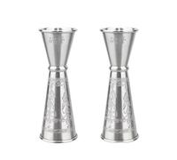 verre doseur cocktail Gobelets à mesurer en acier inoxydable 304, 30/40/50/60ml, for Cocktail, boisson, spiritueux, Jigger, bécher mixte, tasse for liquide(Silver 2pcs 30ml 60ml)