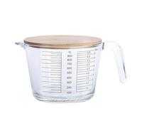 Verre doseur durable avec couvercle au design soigné, polyvalent pour cuisiner, mélanger des liquides, œufs et préparer des repas | Accessoire de cuisine P