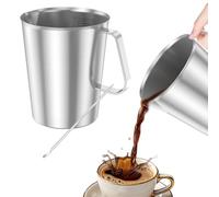 Verre doseur en acier inoxydable - Avec marquage de mesure et poignée - Mousseur à lait multifonction - Pour la maison, la cuisine, le restaurant, le bar, le magasin de thé, le café (argenté, 2000 ml)