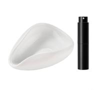 Verre doseur en faïence avec base en silicone antidérapant avec bord lisse et flacon pulvérisateur de précision pour un dosage constant (blanc)