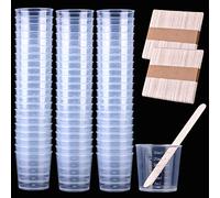 Verre Doseur Plastique,Gradué Tasses Transparent,80 pièces Tasses Gobelet Plastique Transparent Gradué Échelle 30 ml pour Art, Artisanat, Moulage, Peinture, Cuisine et Bricolage,Résine,Époxy