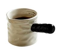 Verre doseur robuste en céramique avec poignée ergonomique Noir | Accessoire fonctionnel pour lait et expressos avec marquage clair adapté pour le brassage du café à la maison