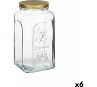 Verre en métal doré transparent fait maison 3 l 13 x 25 x 13 cm (6 pièces)
