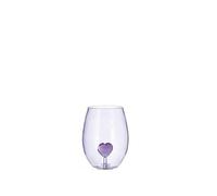 Verre en verre avec figure 3d coeur lilas
