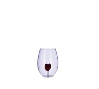 Verre en verre avec figure 3d coeur rouge
