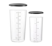 Verre ESGE 7150 composé de deux tasses doseuses (400 ml/700 ml) en verre borosilicate pour une résistance extrême à la chaleur, passe au micro-ondes et au lave-vaisselle, couvercle en silicone