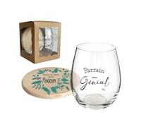 Verre et dessous de verre - Parrain génial