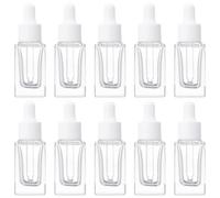 Verre Flacon Compte-gouttes Bouteille Carrée 15ml, 10 Pièces | Bouchon à Pipette, Corps Transparent, Contrôle Précis du Dosage, pour Parfums DIY, Voyage et Liquides