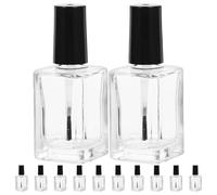 Verre Flacon de Vernis à Ongles avec Brosse 15 Pièces Transparent | Bouchon Noir, Forme Ronde et Corps Clair, pour Retouches Mobiles et Voyages, Étiquetage Facile
