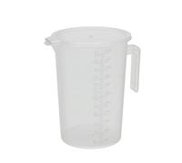 Verre Gradué Gobelet Mesure Pichet Bec Verseur Poignée Double en Pp Épais Corps Transparent Convient à Cuisine Préparation Cocktails Laboratoire, 5000ml, Monopoignée Avec Couvercle