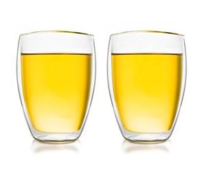 Verre isotherme à double paroi Creano 250ml ‚’’hauteur DG’’, ensemble de 2, grand verre résistant à la chaleur en verre de borosilicate, tasse à café / de thé