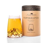 Verre long 450ml - Borosilicate de qualité supérieure soufflé artisanalement avec les montagnes en relief | Cocktail, bière ou soft TOPOGRAPHIC (Jungfrau)
