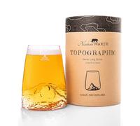 Verre long 450ml - Borosilicate de qualité supérieure soufflé artisanalement avec les montagnes en relief | Cocktail, bière ou soft TOPOGRAPHIC (Eiger)