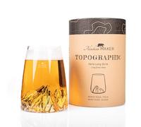 Verre long 450ml - Verre Borosilicate de qualité supérieure soufflé artisanalement avec les montagnes en relief | Cocktail, bière ou soft TOPOGRAPHIC (Monte Rosa)