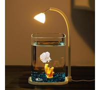 Verre Minis Aquarium De Bureau avec LED Veilleuse, Terrarium, Conteneur pour Petits Animaux, Combattant Crevette Poisson Rouge, Décor pour Bureau et Chambre