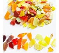 Verre Mosaïque Fournitures Mosaïque 250g Bord Fraisé Verre de Mica Haute Transmission de Lumière pour Décoration Maison Artisanat Projets DIY-Red Yellow Orange||M