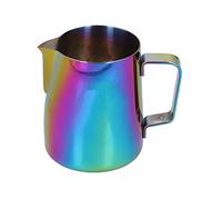 Verre Mousseur à Lait 380ml, Inox Coloré Brillant, Bec Pointu, Tasse à Latte pour Café Maison et Bistro - Durable en Acier 304, Design Antigoutte, Nettoyage Facile