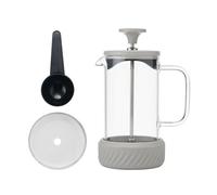 La Cafetière Zero Cafetière à piston 3 tasses, couleur latte/crème, résistante à la chaleur, poignée en verre et base amovible en silicone, facile à nettoyer, idée cadeau pour amateurs de café