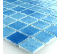 Verre Piscine Mosaïque 25x25x4mm Bleu Clair Mix