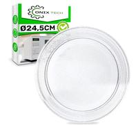 Verre Plateau Micro Onde Universel de Diamètre Ø 24,5 cm convient pour LG et D'autres Marques avec une Assiette Micro Onde de 245 mm - ONIX TECH
