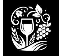 Verre rempli de raisins et de vignes luxuriantes Stickers muraux en PVC 67.2x78.1cm Fourni avec un kit de film de transfert Blanc