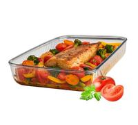 Verre résistant à la chaleur de 2,2 L - Pour la cuisson, la cuisson et le service - Verre borosilicate résistant à la chaleur avec poignées pour four, micro-ondes et congélateur