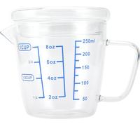 Verre résistant à la chaleur Mesureur de lait Pichet de mesure avec couvercle Ustensiles de cuisine (250ml)