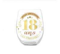 Verre Rond Transparent - SUD TRADING - Anniversaire 18 Ans - Joyeux Anniversaire - Décor Doré