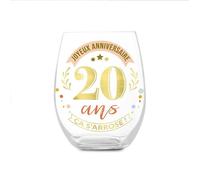 Verre Rond Transparent - SUD TRADING - Anniversaire 20 Ans - Joyeux Anniversaire - Décors Dorés