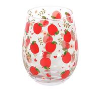Verre sans pied imprimé pomme - Charmant motif pomme - Parfait pour le jus, le cidre, le thé glacé et les boissons froides - Capacité de 350 ml - Idéal pour les après-midi détendus - Cadeau unique