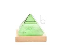 Verre tempête | Baromètre météorologique en forme de pyramide avec base en bois lumineuse | Prédicteur météo de bureau élégant enfichable USB, cadeaux pour femmes, hommes, mamans, papas, amis